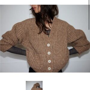 Jaggery London TULA cardigan / alpaca & pima cotton / pecan size 1